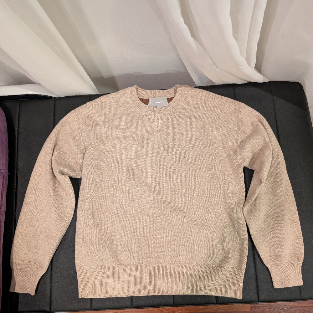 Everlane Womens Wool Cotton Beige Crewneck Sweater
